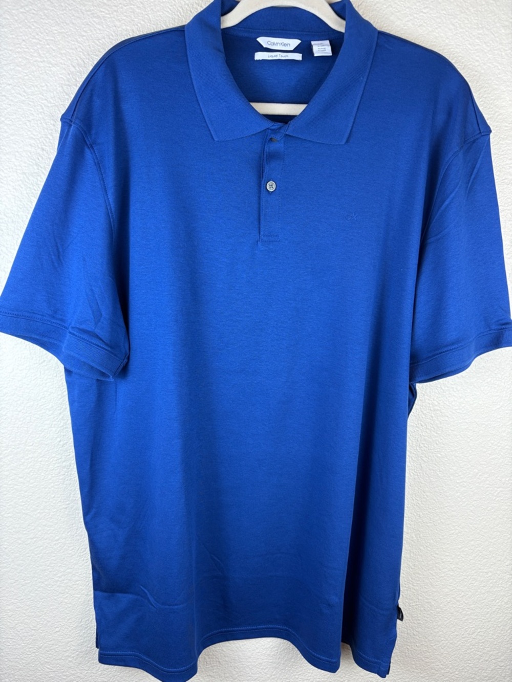 Calvin Klein Men’s Blue Short Sleeve Liquid Touch Polo Shirt Size XL